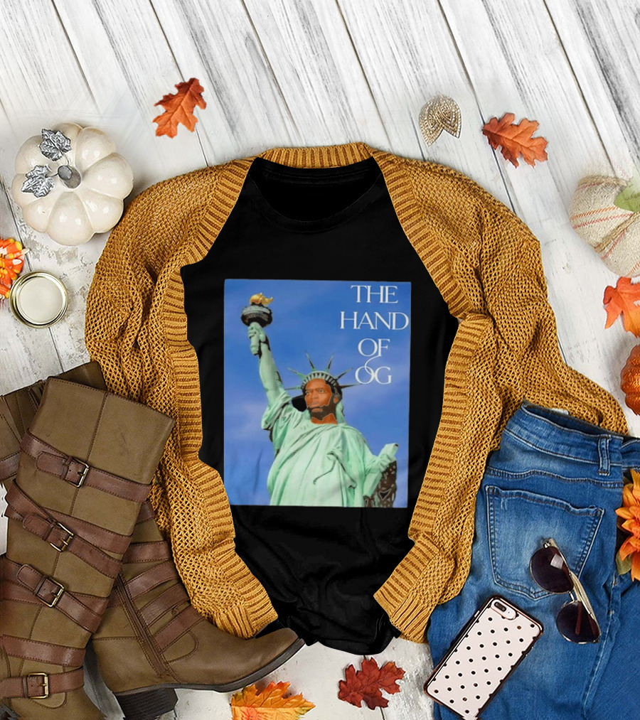 OG Anunoby New York Knicks The Hand Of OG Statue Liberty Fusion T-Shirt