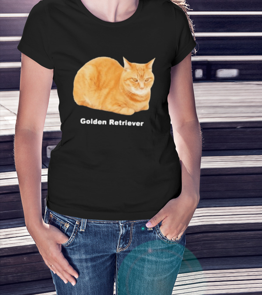 Orange Tabby Cat Golden Retriever Sarcastic Meme Humor T-Shirt