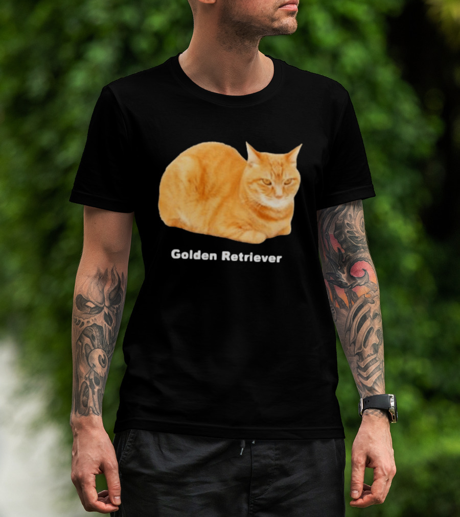 Orange Tabby Cat Golden Retriever Sarcastic Meme Humor T-Shirt