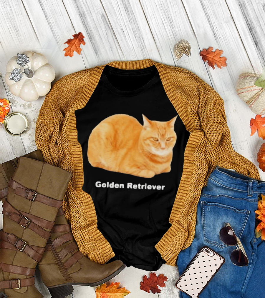 Orange Tabby Cat Golden Retriever Sarcastic Meme Humor T-Shirt