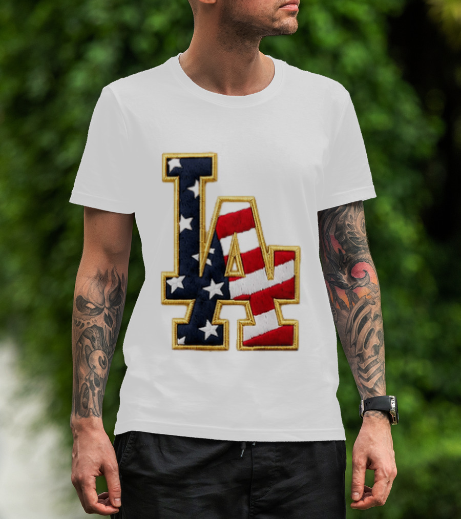 2026 Dodgers 4th Of July LA Stars Stripes T-Shirt