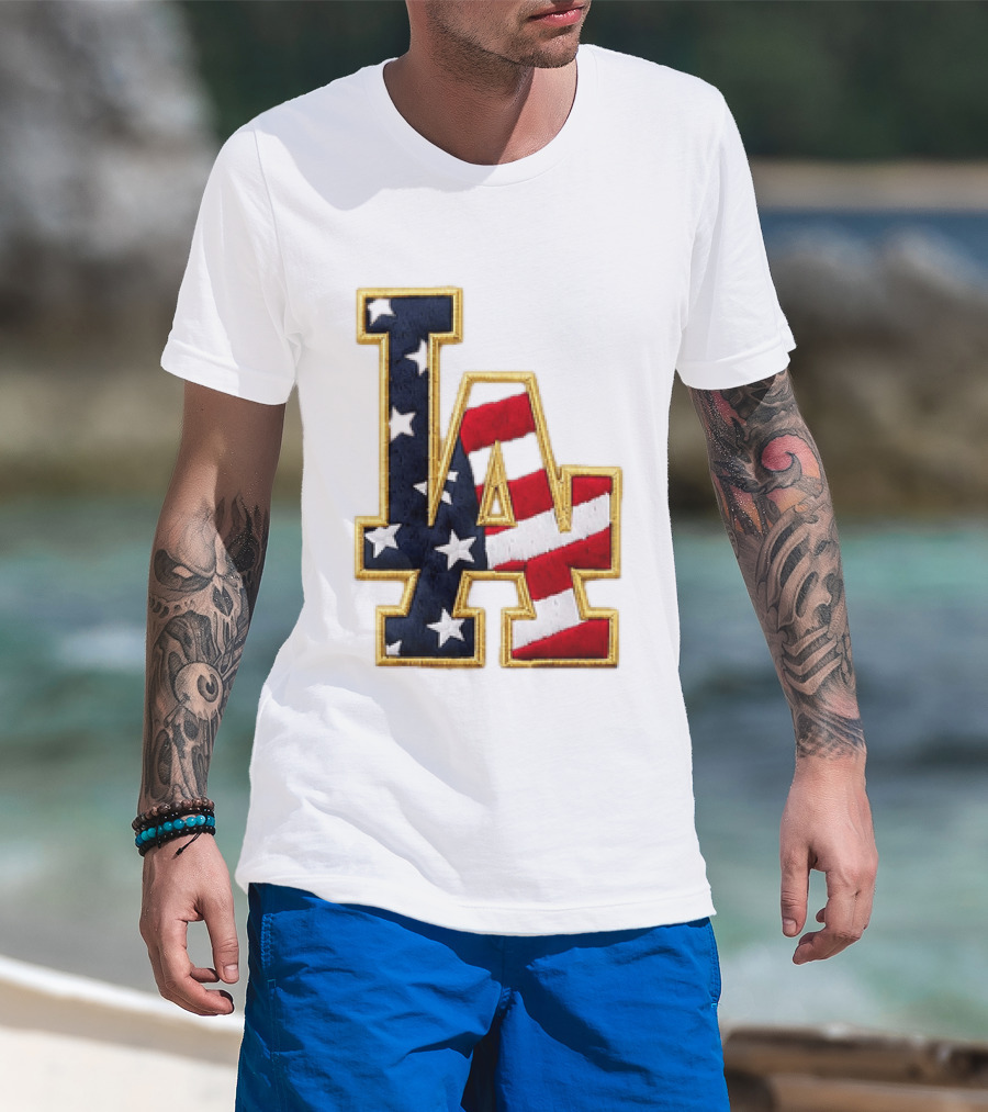 2026 Dodgers 4th Of July LA Stars Stripes T-Shirt