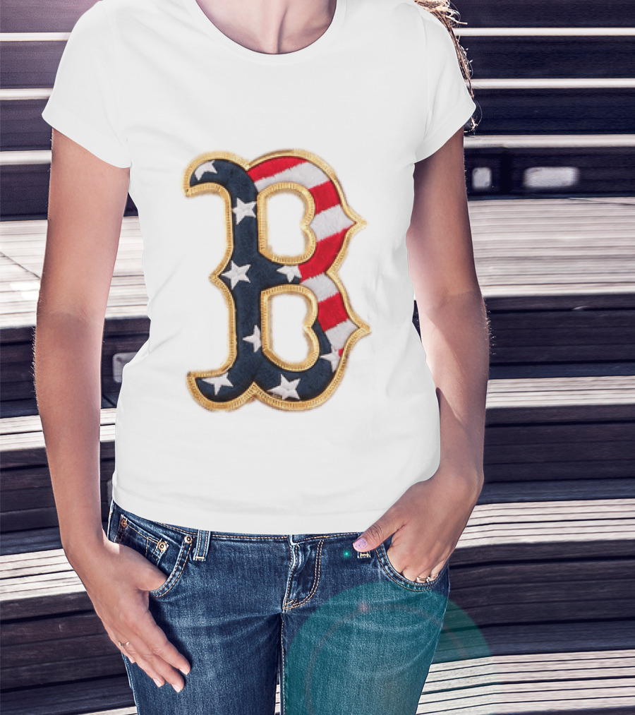 2026 Red Sox Patriotic Stars And Stripes B Logo MLB Fourth Of July T-Shirt