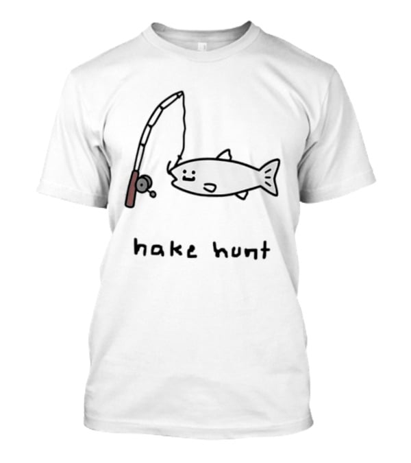 Hake Hunt Fishing Doodle Drawing T-Shirt