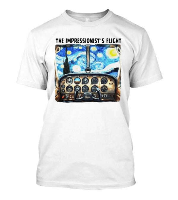 The Impressionist's Flight Cessna Instrument Panel Starry Night T-Shirt