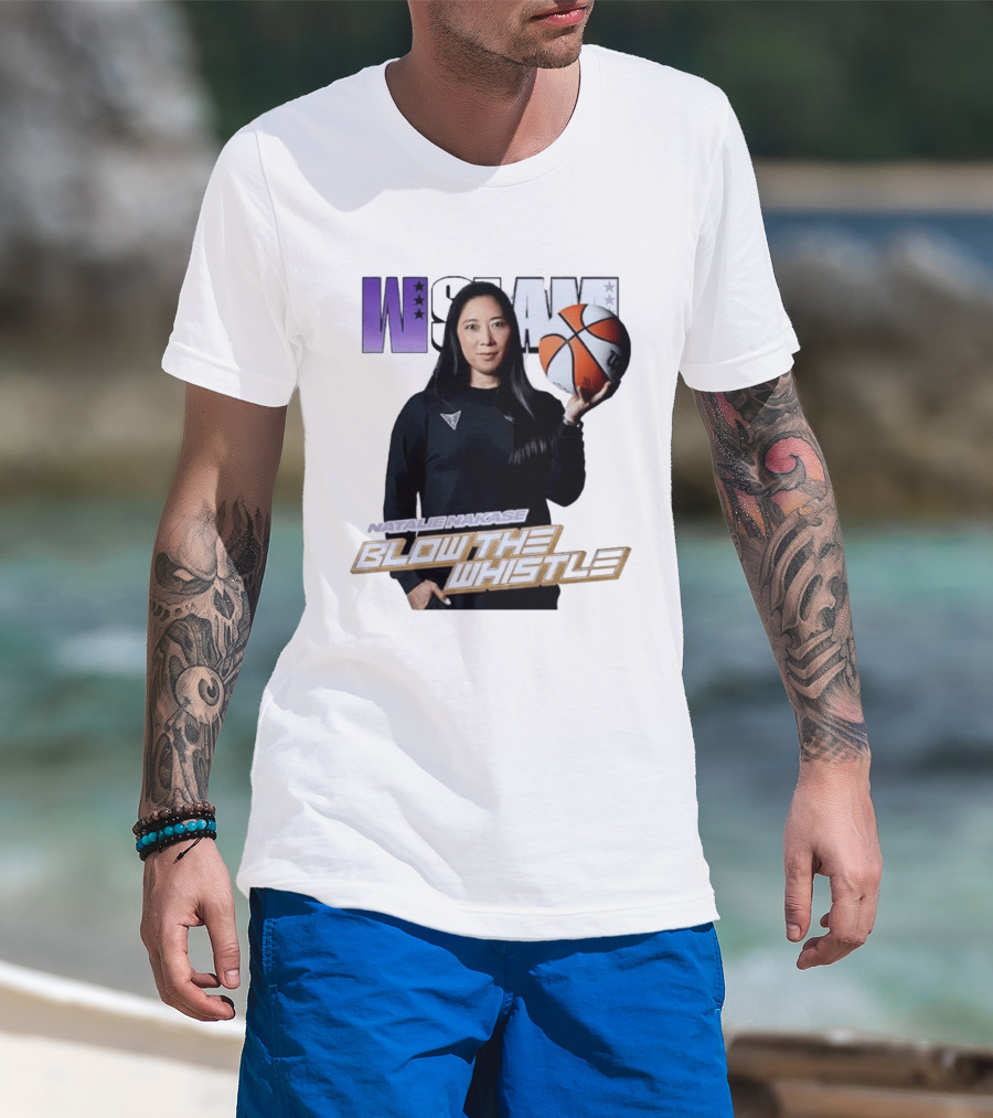 WSLAM Natalie Nakase Blow The Whistle Las Vegas Aces Basketball T-Shirt