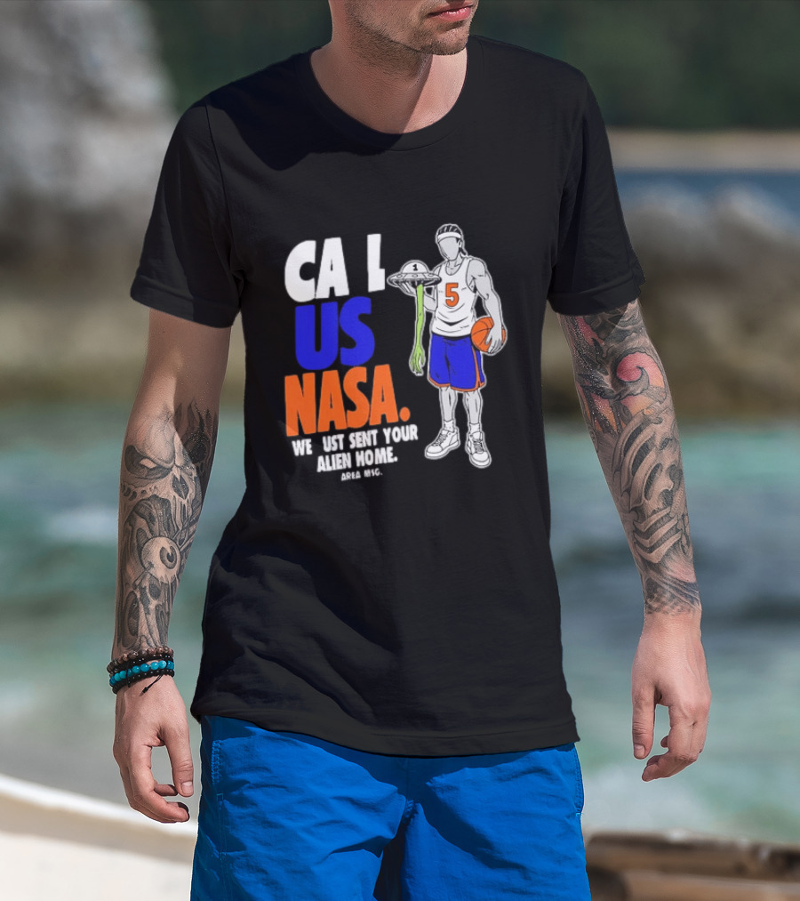 CA I US NASA We Just Sent Your Alien Home Basketball Player T-Shirt