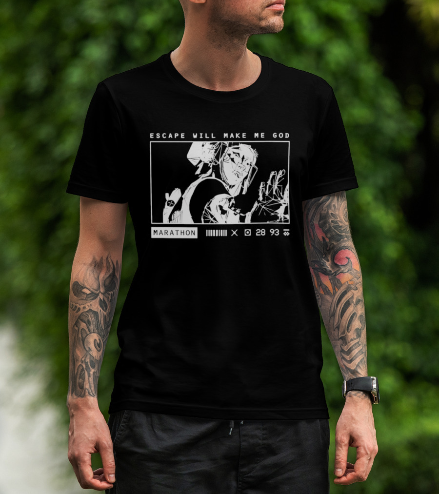 Escape Will Make Me God Marathon Runner Surreal Line T-Shirt