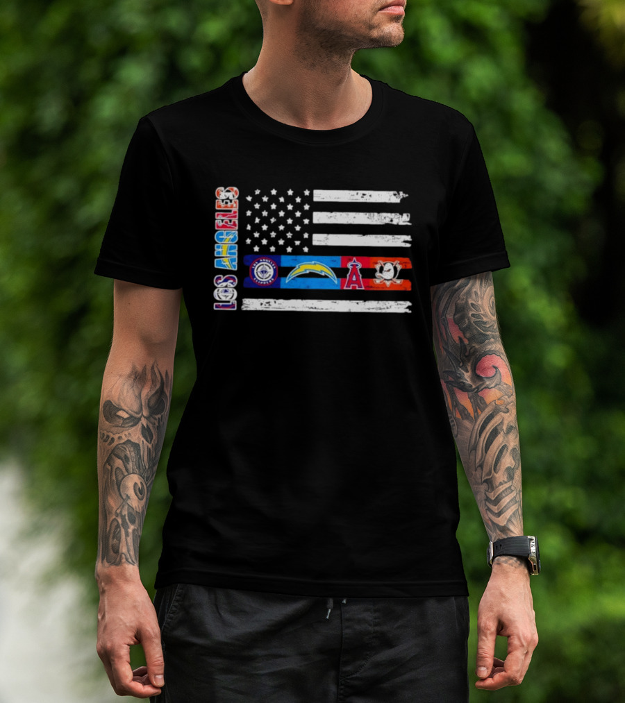 Los Angeles Clippers Chargers Angels Ducks USA Flag Independence Day T-Shirt
