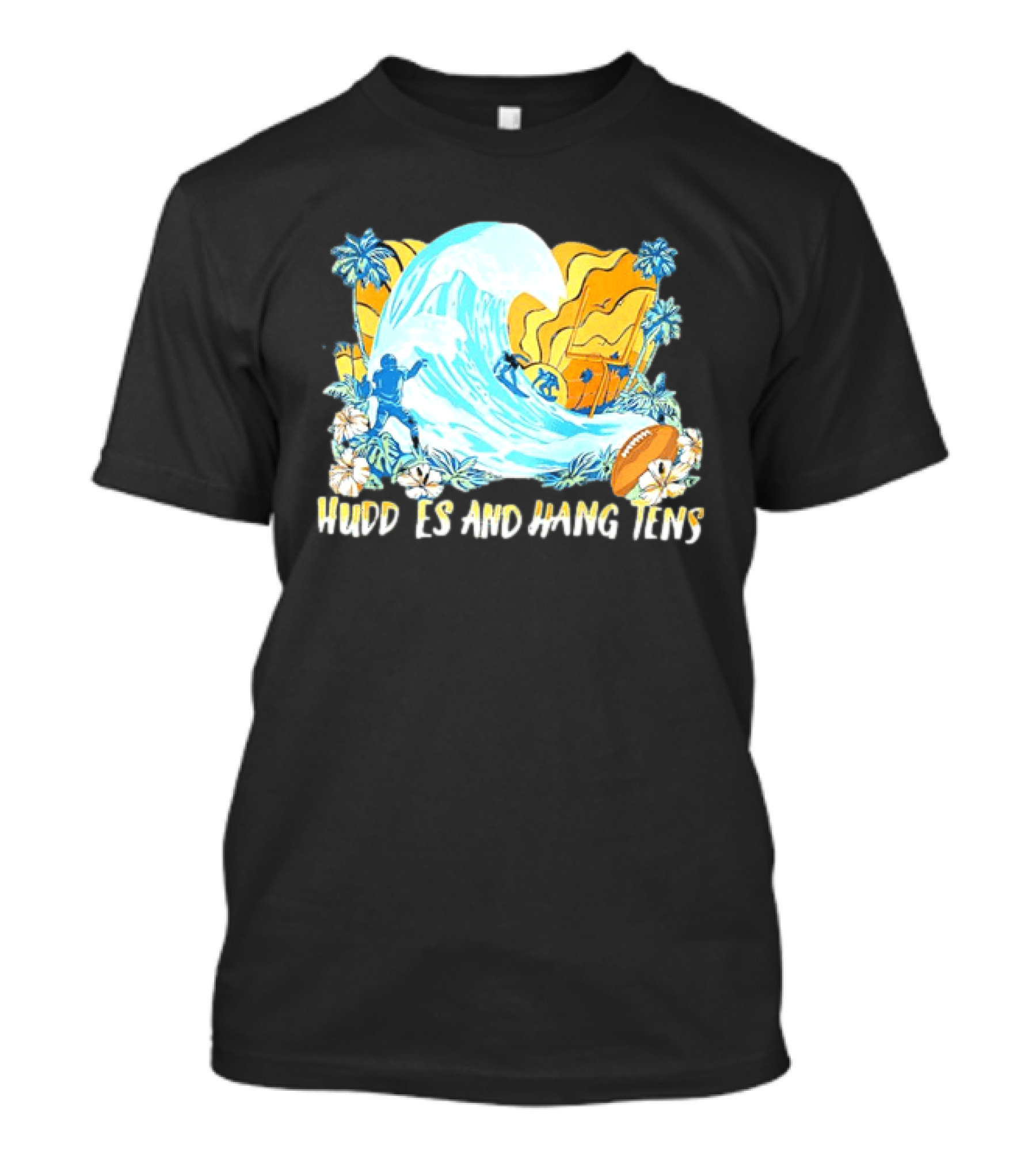 Miami Dolphins Tommy Bahama Huddle And Hang Tens Tropical Surf Football Experience T-Shirt