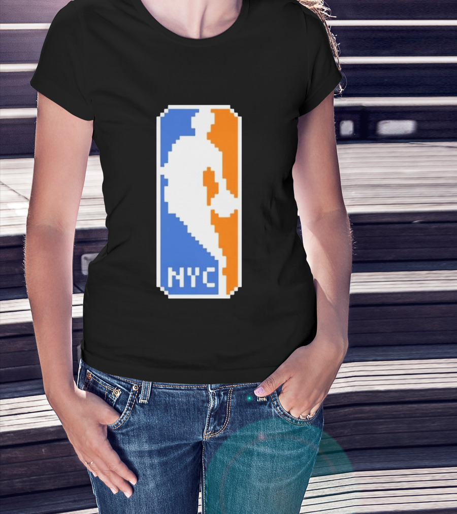 NYC NBA Pixel Logo Basketball T-Shirt