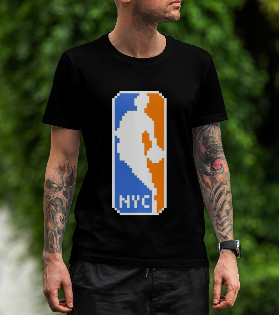 NYC NBA Pixel Logo Basketball T-Shirt