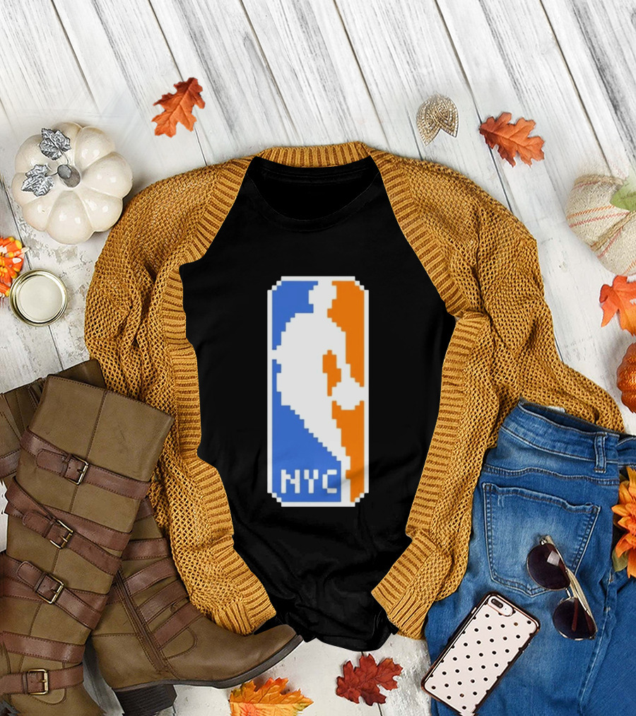 NYC NBA Pixel Logo Basketball T-Shirt