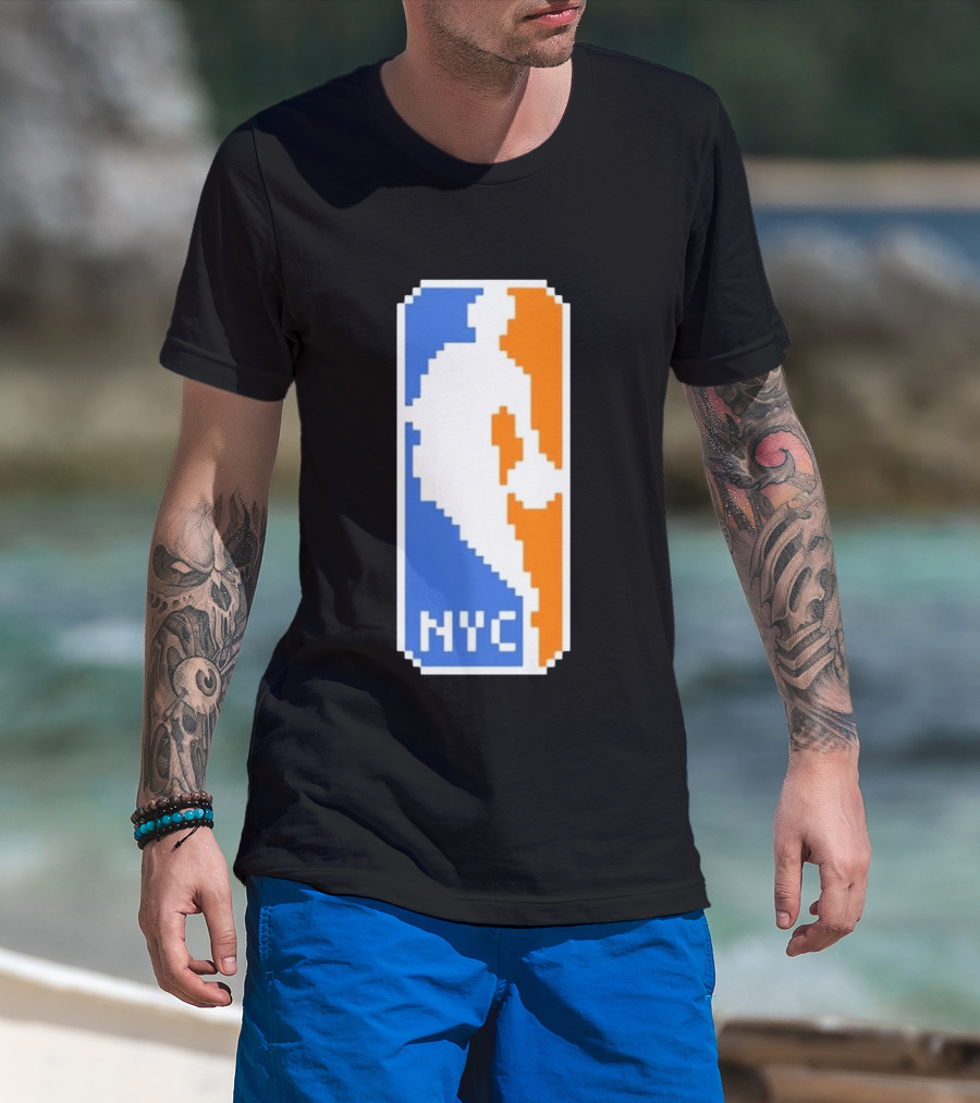 NYC NBA Pixel Logo Basketball T-Shirt