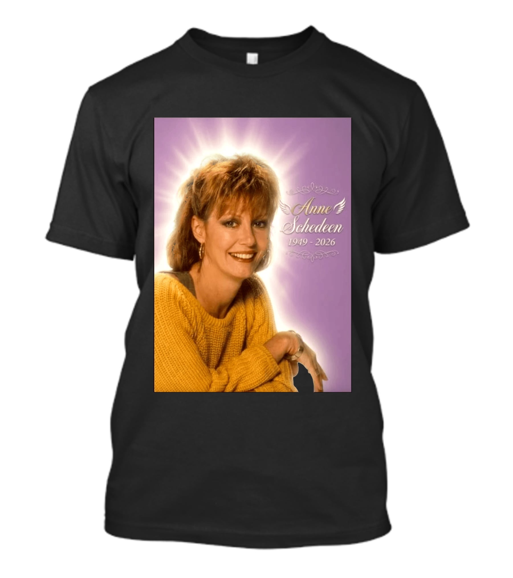 Anne Schedeen 1949 2026 Memorial Image With Angel Wings T-Shirt