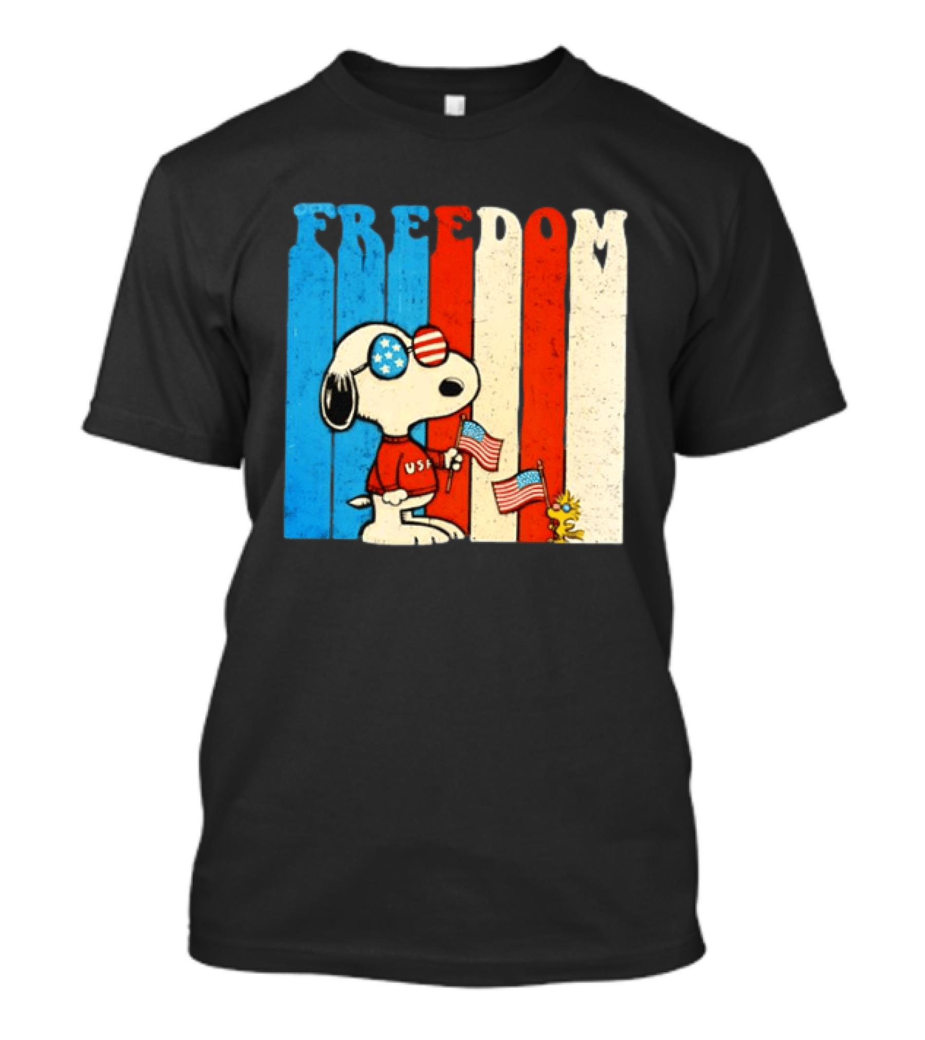 Freedom Snoopy Woodstock Peanuts USA 250th Anniversary Patriotic Celebration T-Shirt