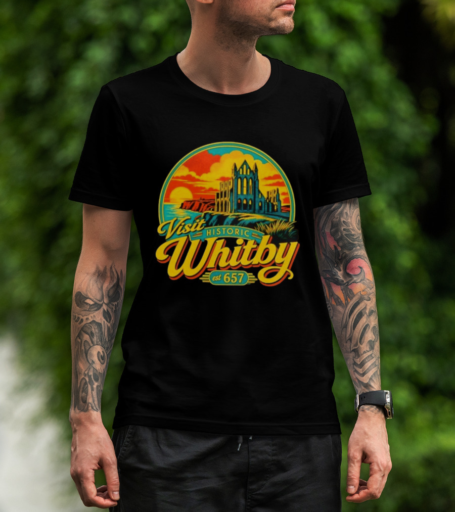 Visit Historic Whitby Abbey North Yorkshire England Est 657 T-Shirt