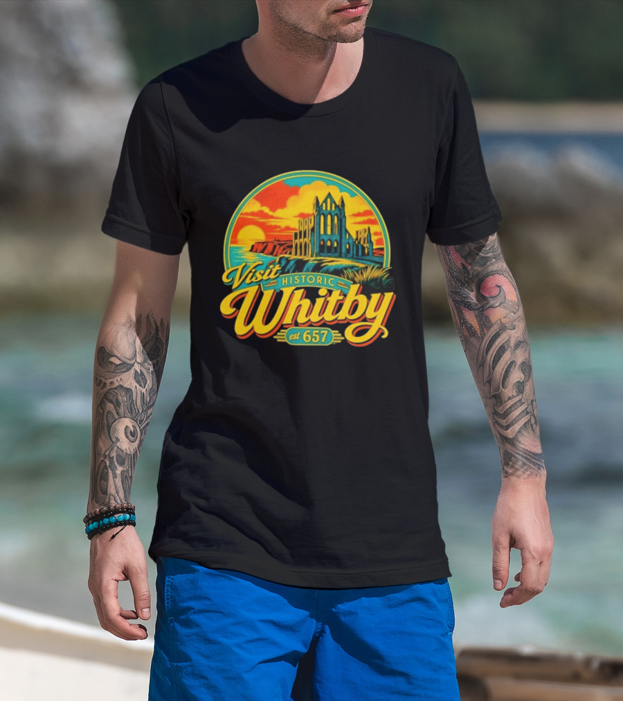Visit Historic Whitby Abbey North Yorkshire England Est 657 T-Shirt