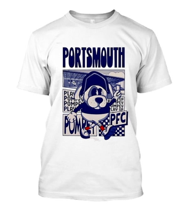 Portsmouth Football Club Play Up Pompey PFC Stadium Cartoon T-Shirt
