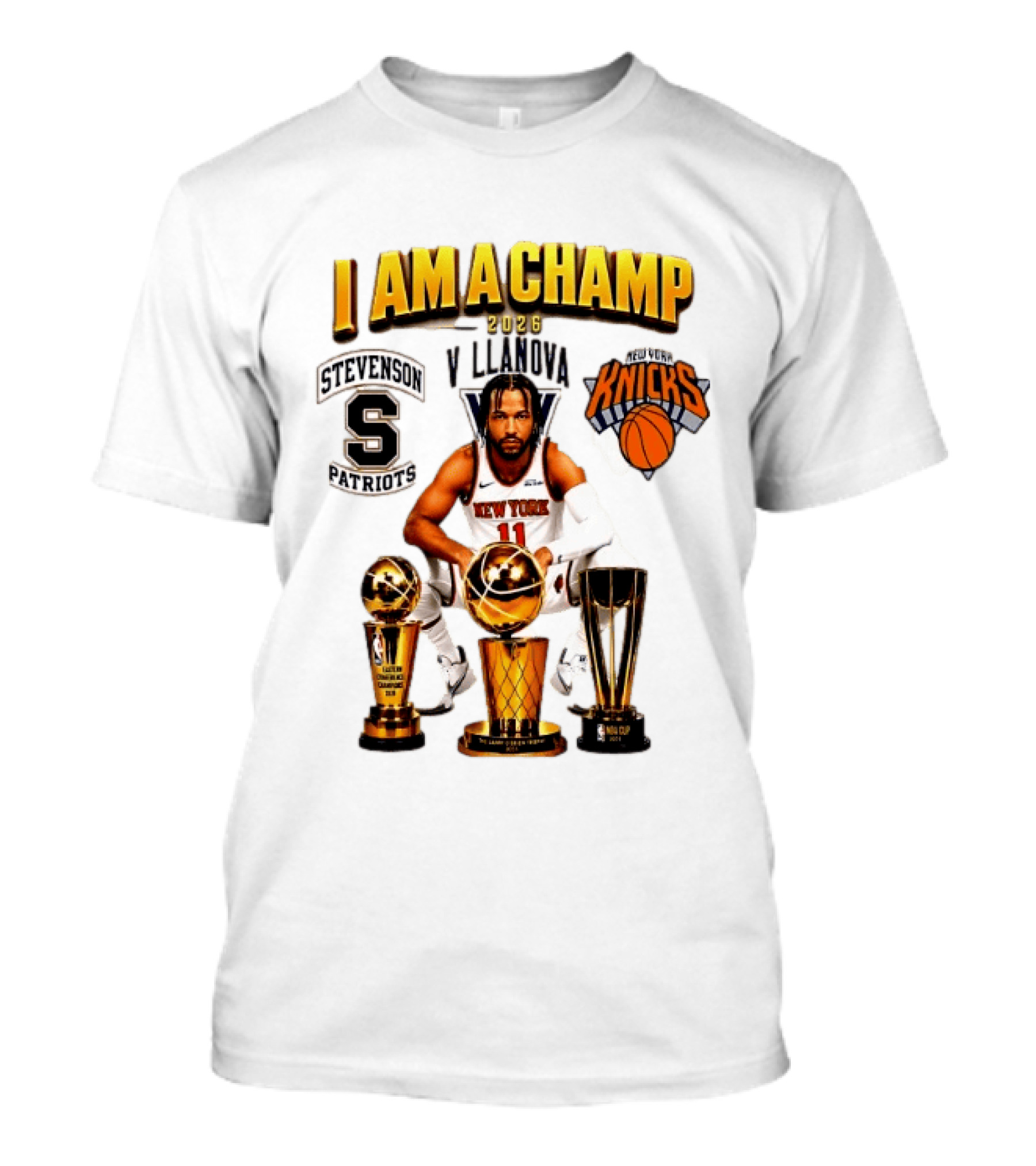 New York Knicks Jalen Brunson I Am A Champ Stevenson Villanova Patriots 2026 T-Shirt