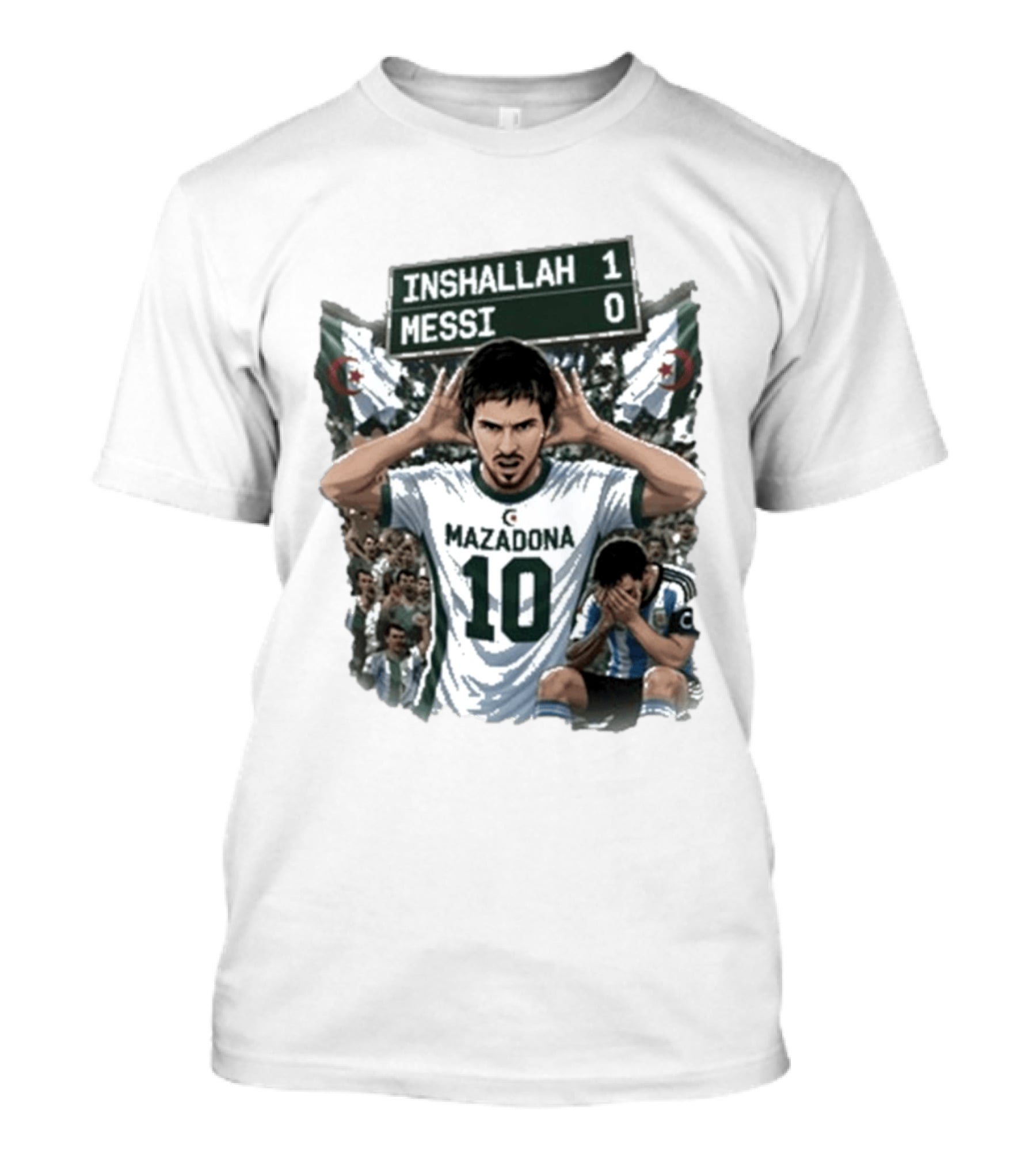 Khoubaib Kouas Inshallah 1 Messi 0 Mazadona Algeria Argentina T-Shirt