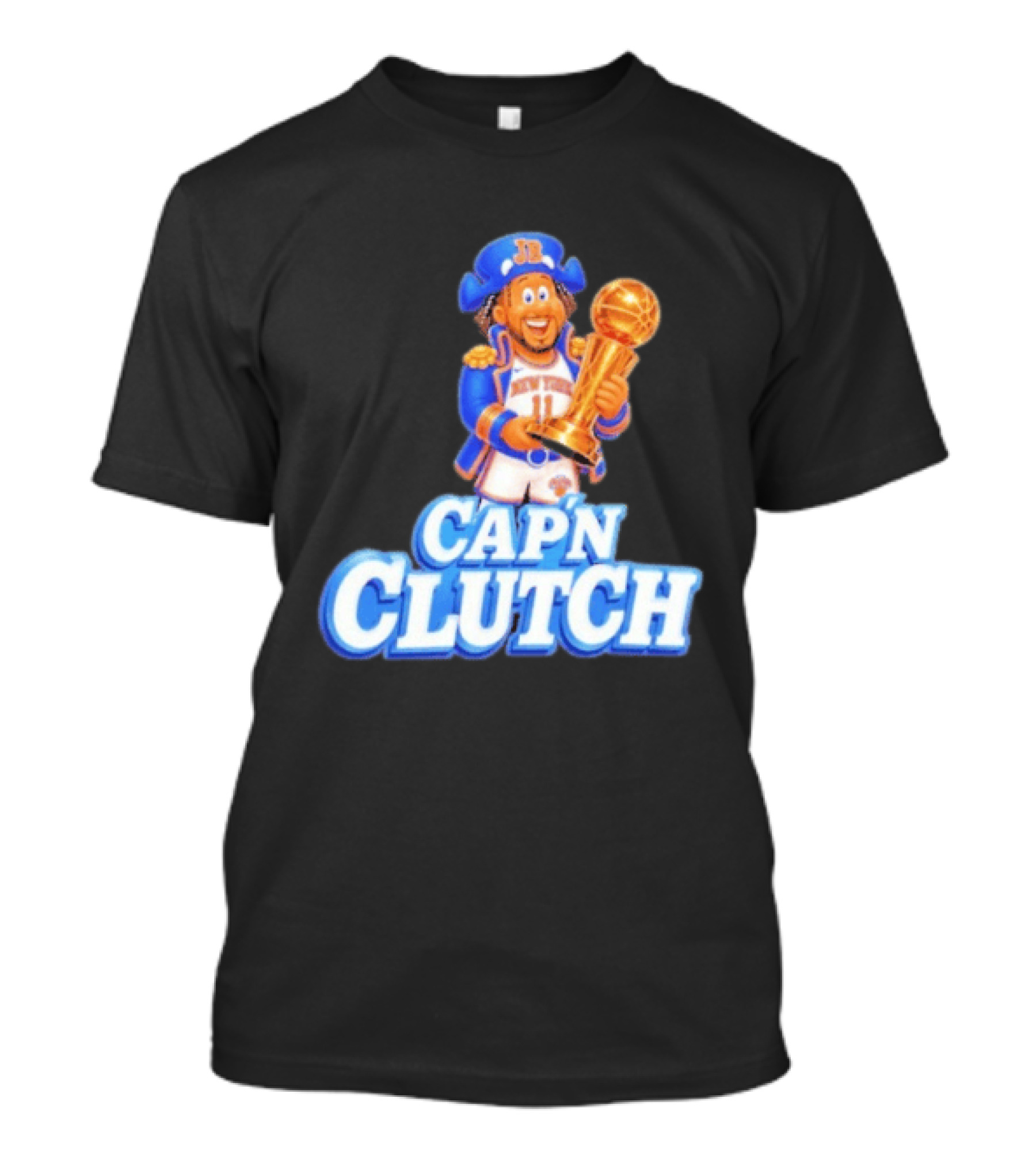 Cap'n Clutch Jalen Brunson New York Knicks Trophy Celebration T-Shirt