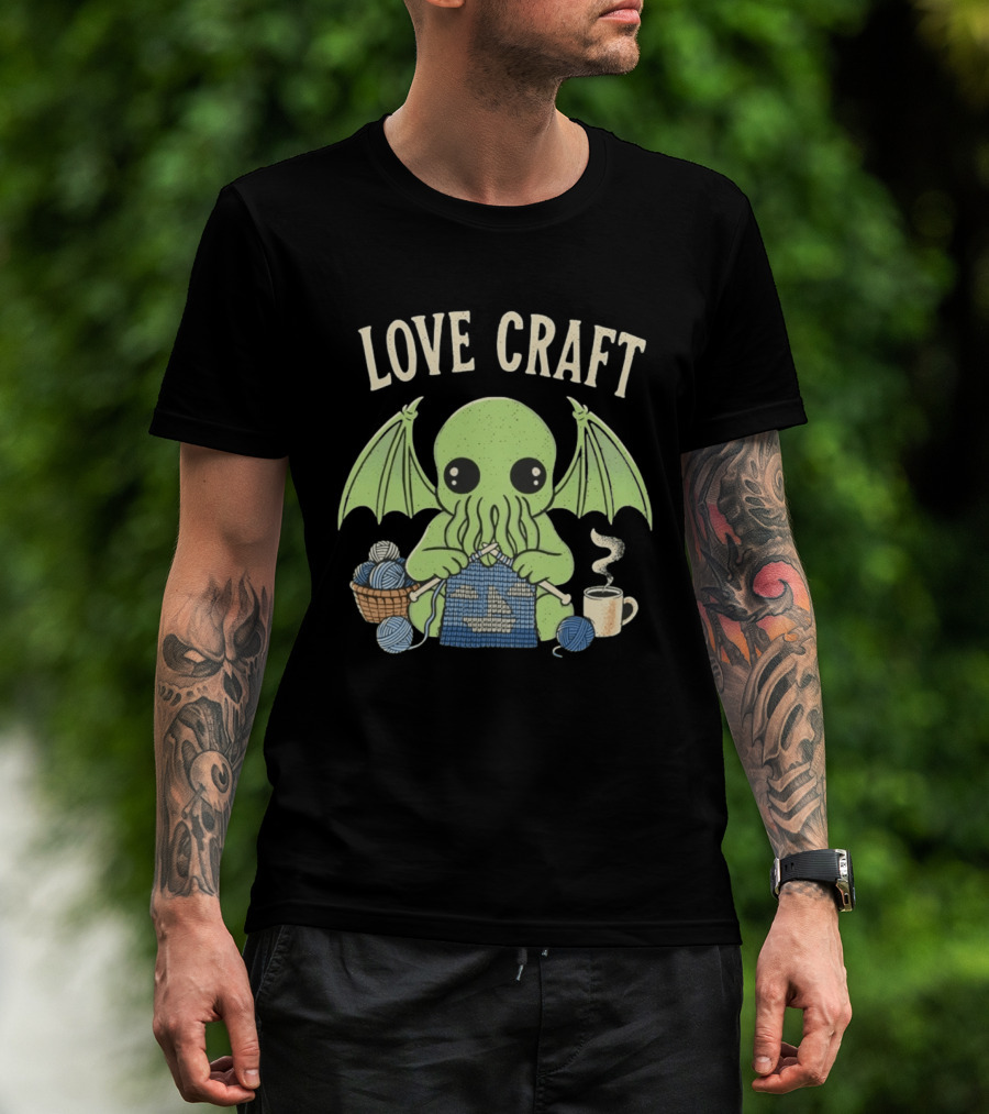 Love Craft Cthulhu Knitting Cozy Yarn Coffee T-Shirt