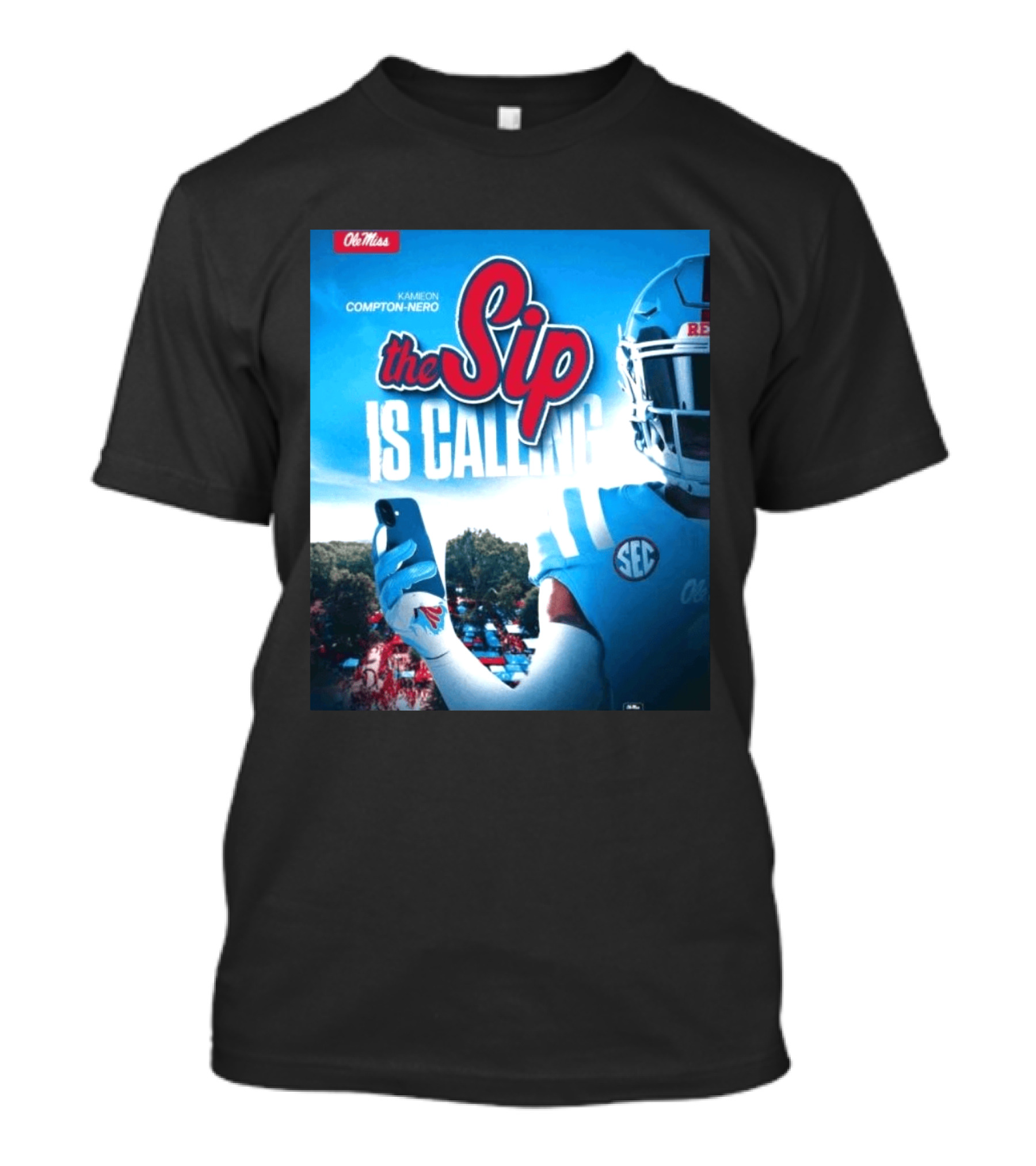 Ole Miss Rebels The Sip Is Calling Kamieon Compton Nero T-Shirt