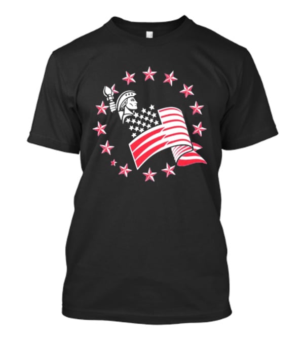 Patriotic Lady Liberty American Flag Stars USA Pride T-Shirt