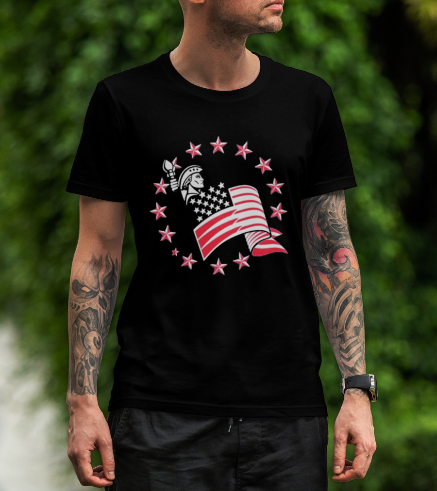 Patriotic Lady Liberty American Flag Stars USA Pride T-Shirt
