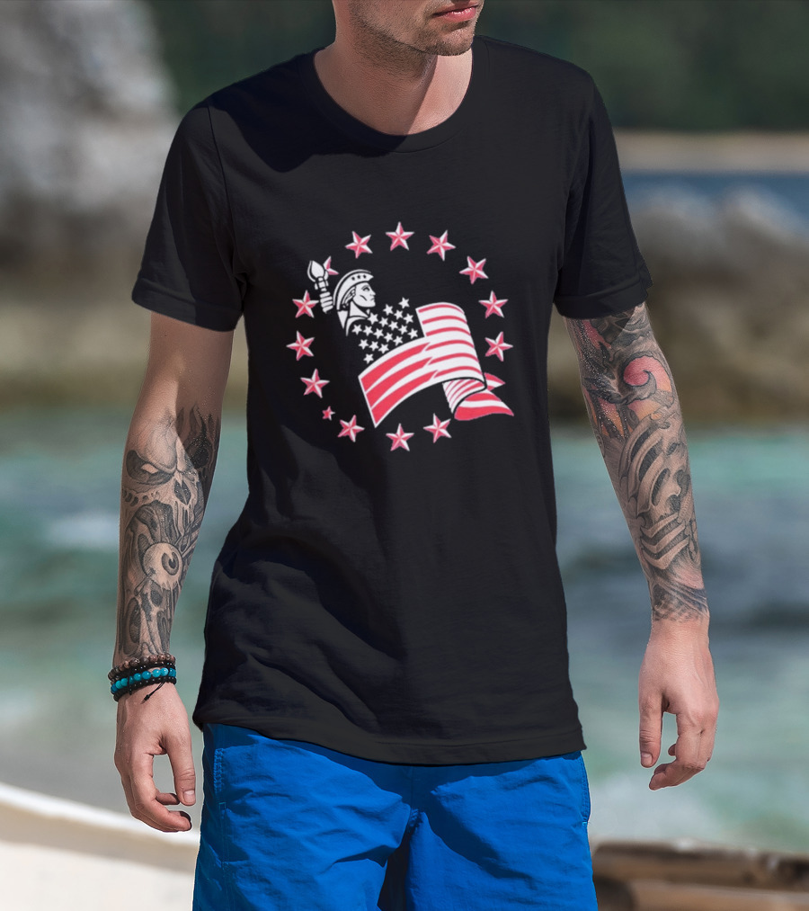 Patriotic Lady Liberty American Flag Stars USA Pride T-Shirt