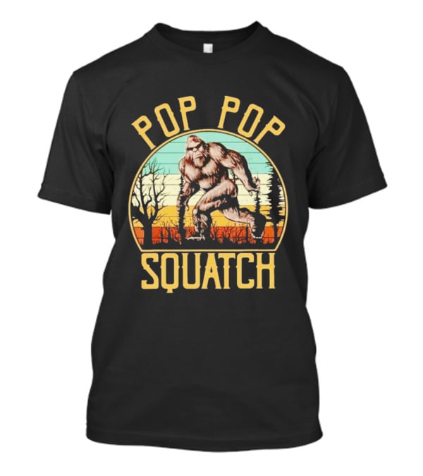 Pop Pop Squatch Bigfoot Vintage Forest Scene T-Shirt