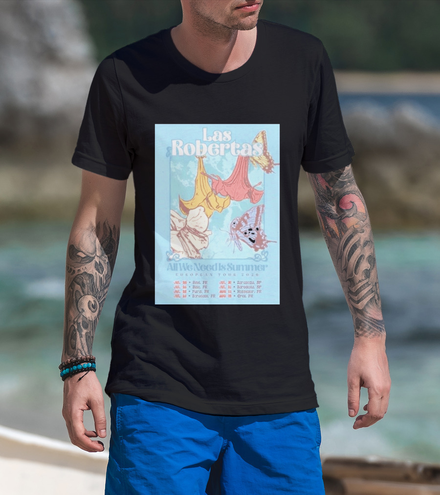 Las Robertas All We Need Is Summer European Tour 2026 Butterfly Floral T-Shirt