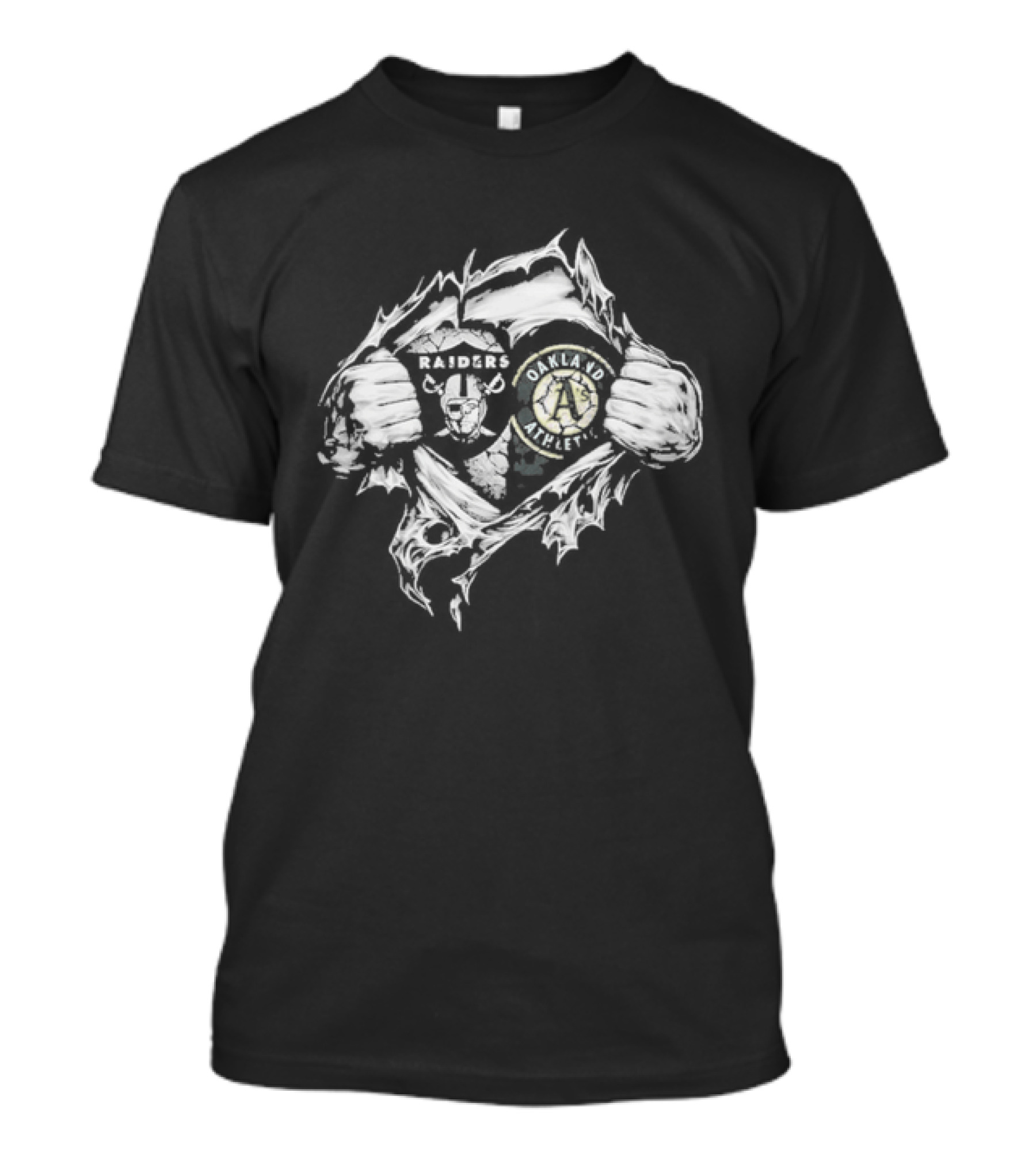 Las Vegas Raiders Oakland Athletics Dual Heart Collaboration T-Shirt