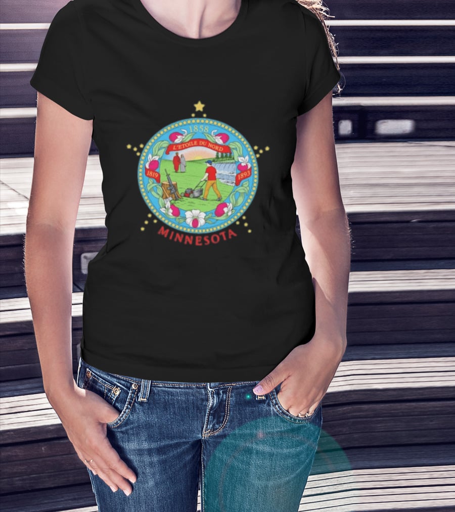 Minnesota Seal L'Etoile Du Nord 1858 1819 1893 Humorous Lawn Care Satire T-Shirt