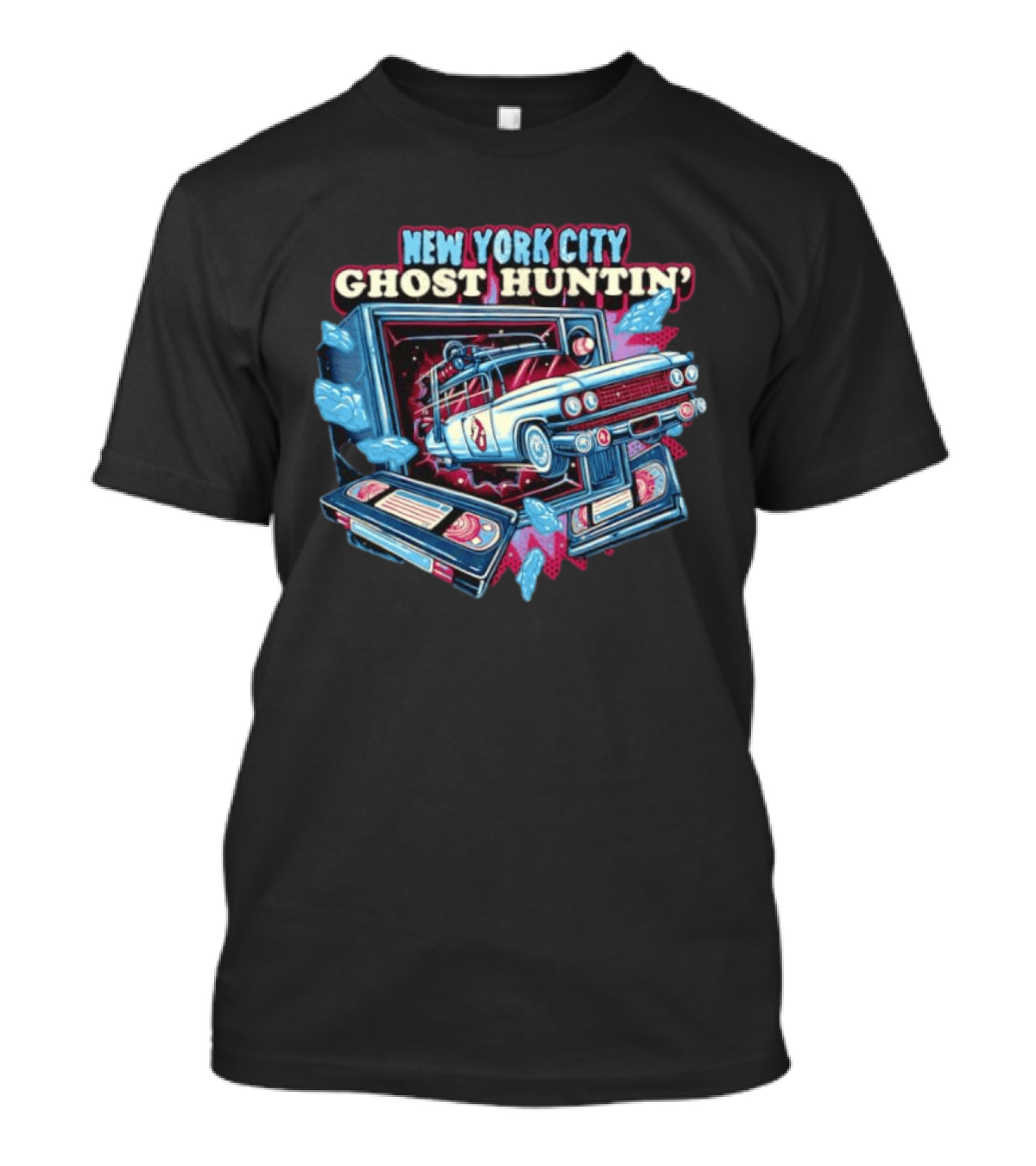 New York City Ghost Huntin' Ecto 1 VHS Tapes T-Shirt