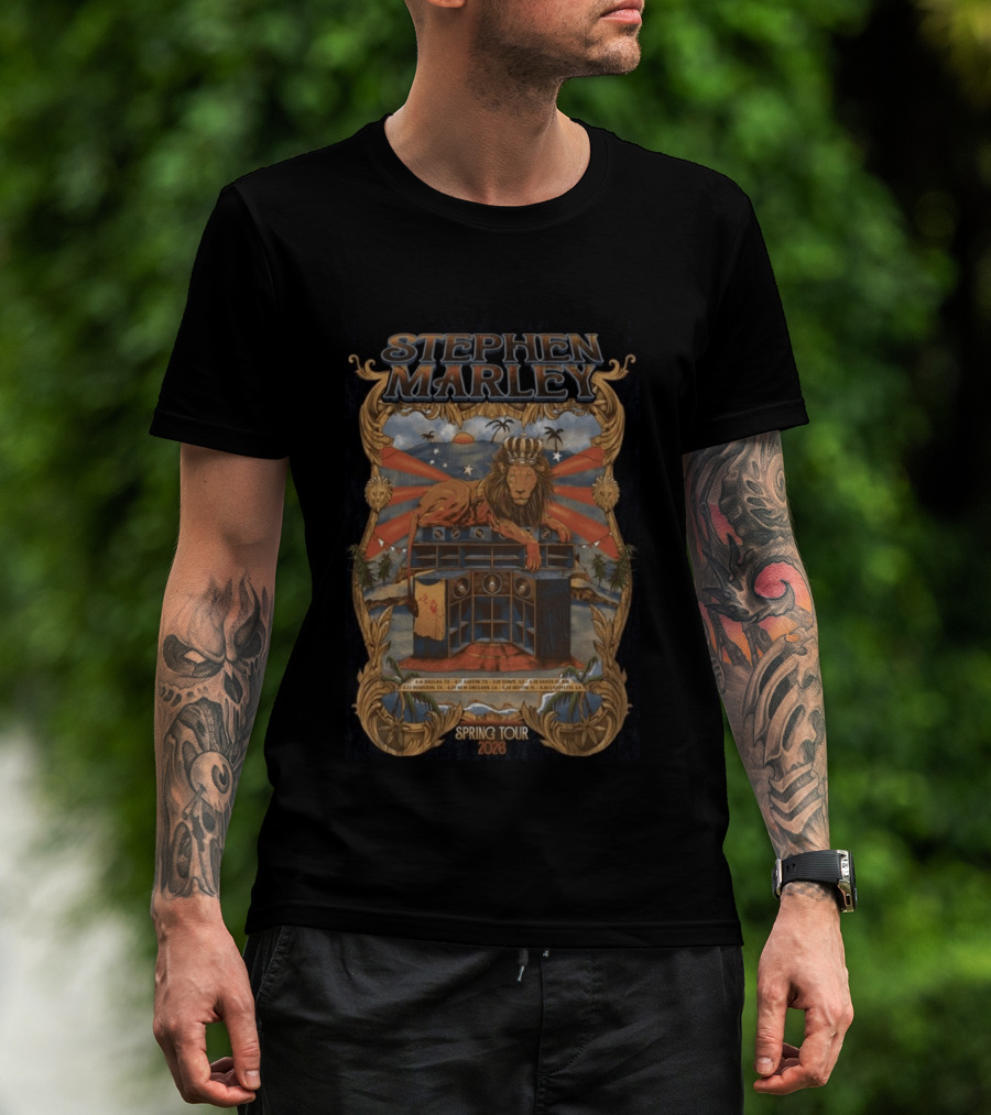 Stephen Marley Spring Tour 2026 With Lion And Speakers T-Shirt