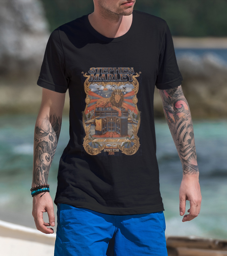 Stephen Marley Spring Tour 2026 With Lion And Speakers T-Shirt