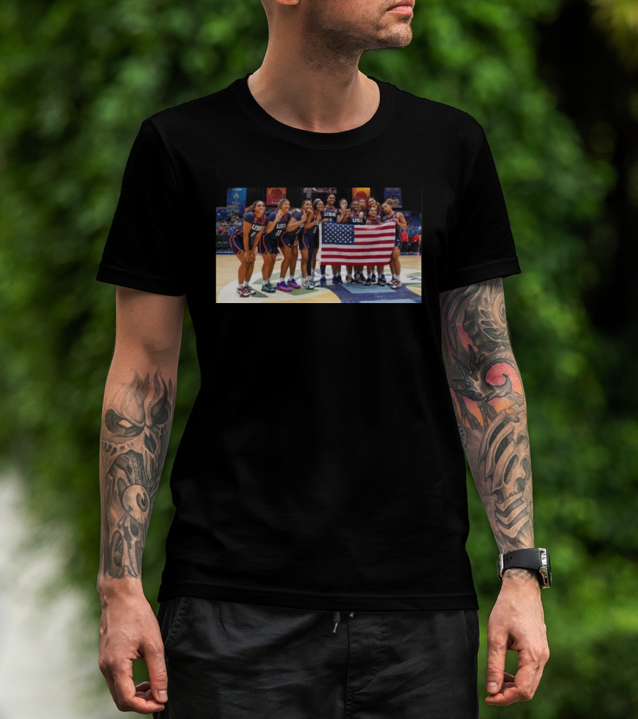 2026 U18 AmeriCup Basketball Champions Team USA With Flag T-Shirt