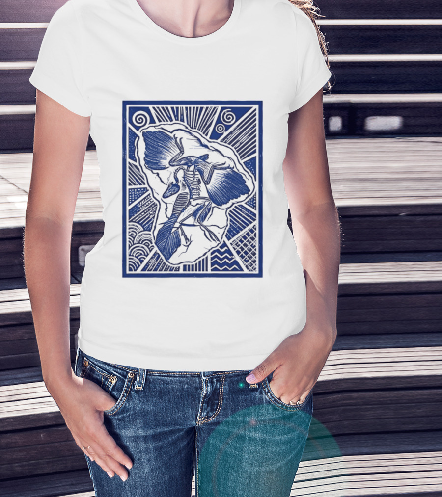 Archaeopteryx Fossil Linocut Prehistoric Bird Paleontology Biology T-Shirt