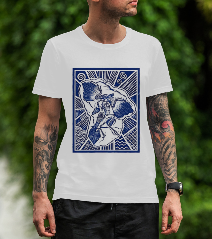 Archaeopteryx Fossil Linocut Prehistoric Bird Paleontology Biology T-Shirt