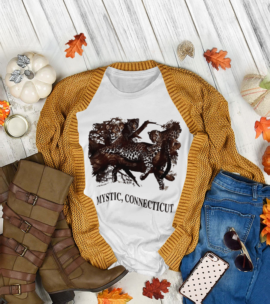 Mystic Connecticut Cheetah Panther Lion T-Shirt