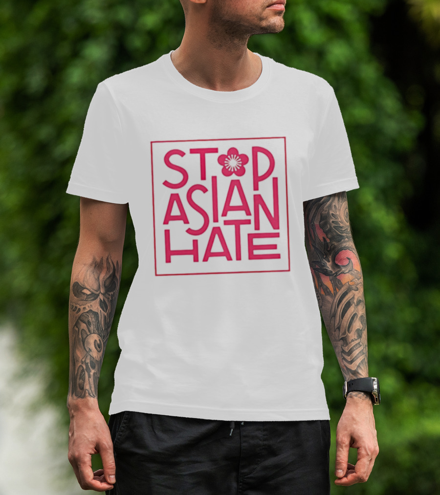Stop Asian Hate Pink Blossom Flower Protest Activism T-Shirt