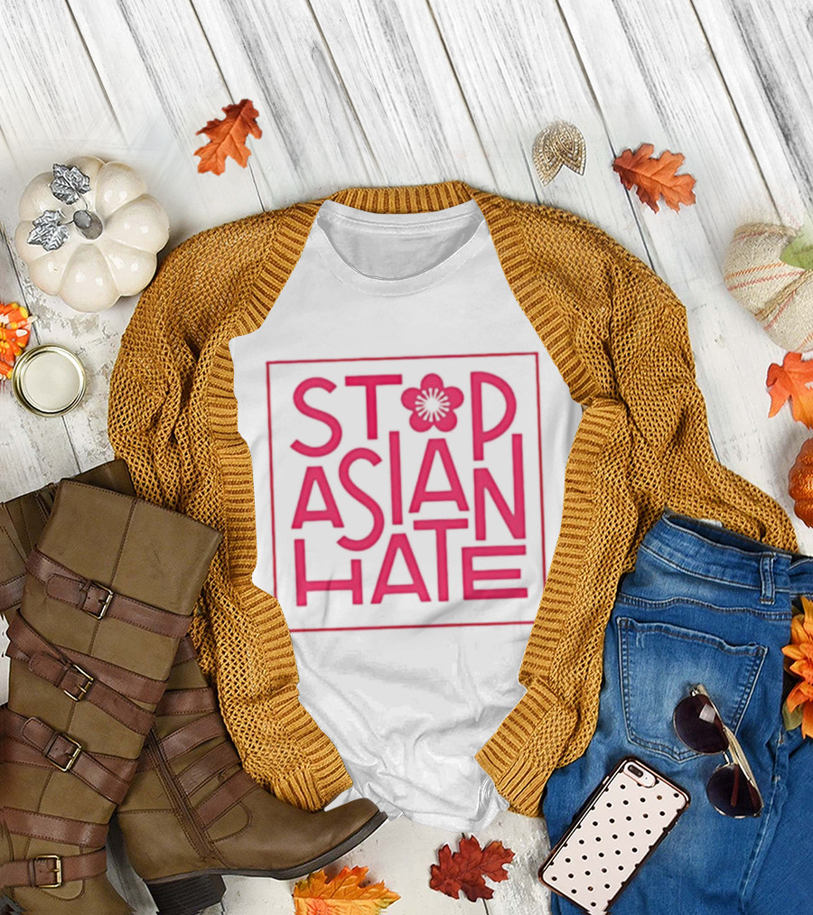 Stop Asian Hate Pink Blossom Flower Protest Activism T-Shirt