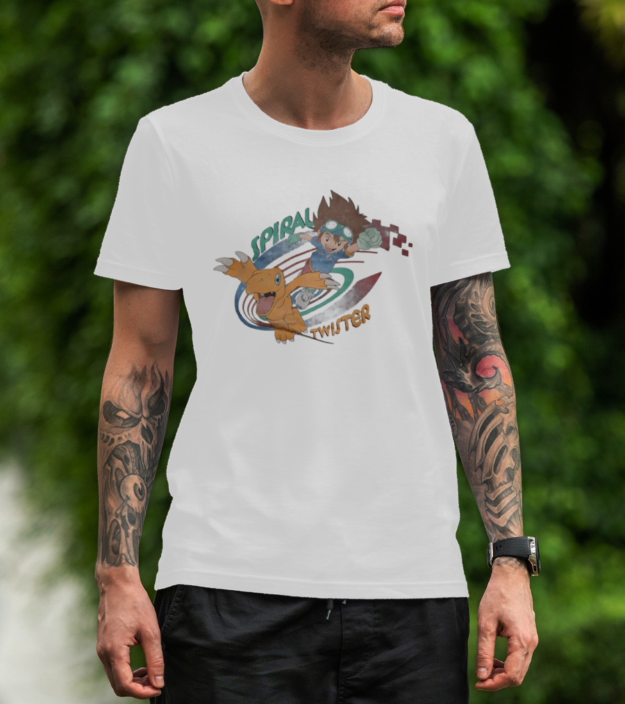 Spiral Twister Digimon Adventure Character Agumon And Taichi Anime Fan Favorite T-Shirt