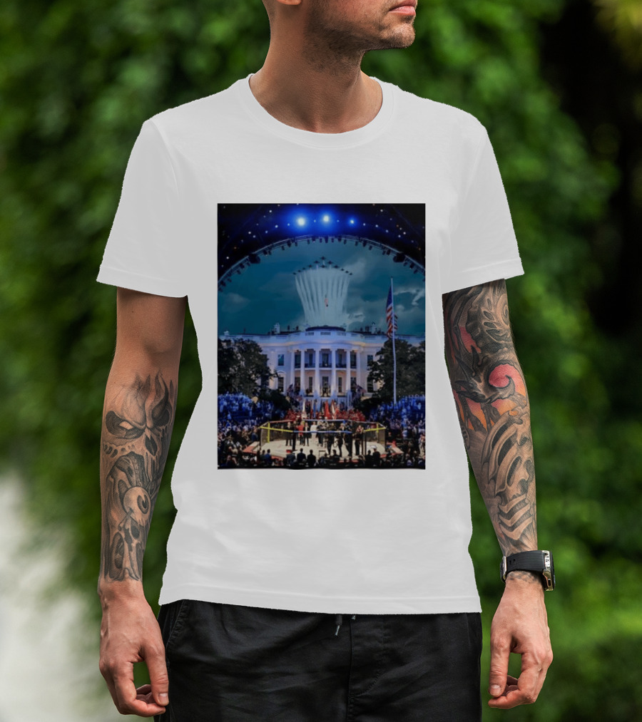 White House MMA Octagon Event Flyover American Flag Patriotic Display T-Shirt