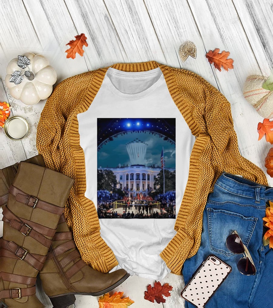 White House MMA Octagon Event Flyover American Flag Patriotic Display T-Shirt