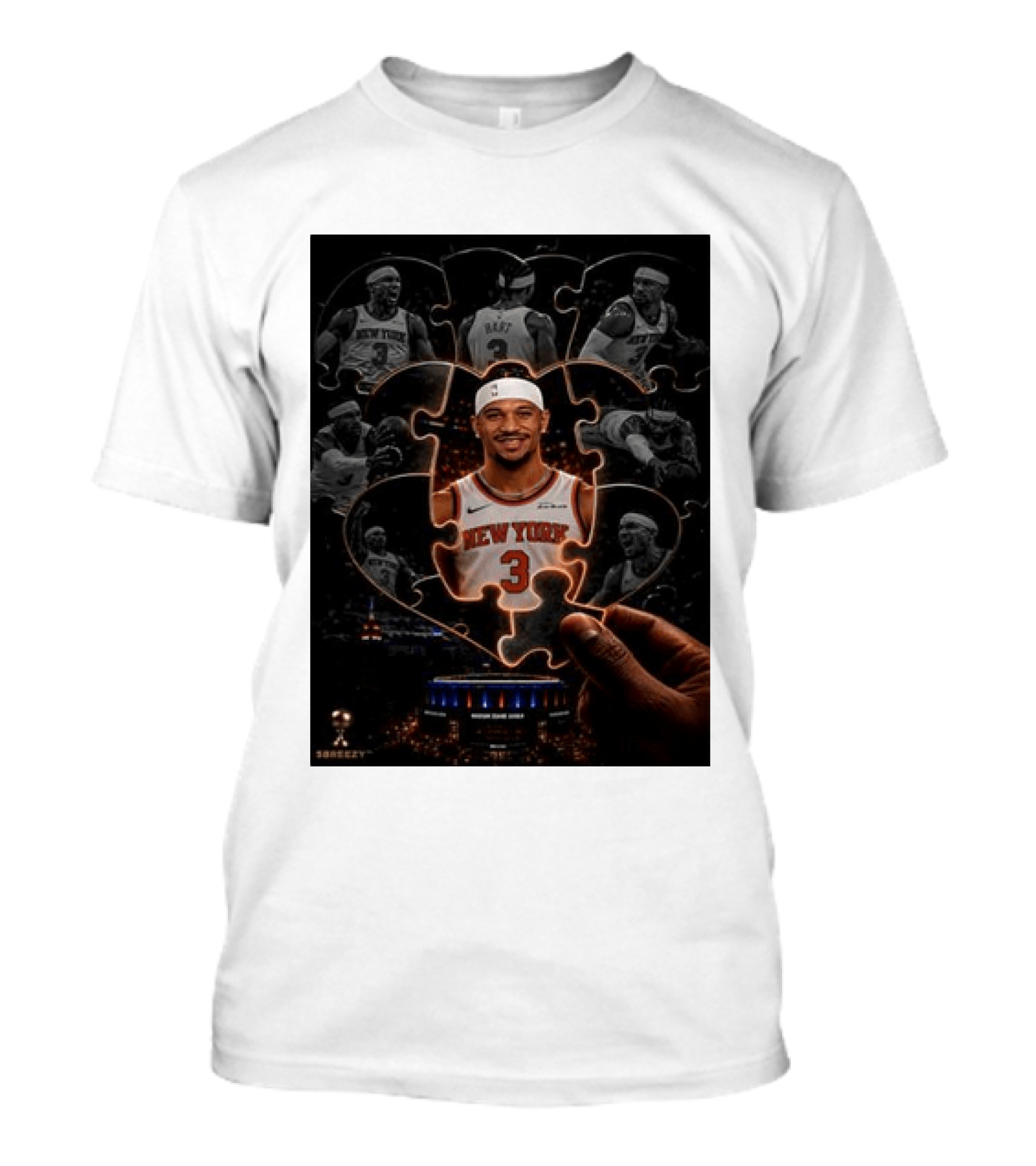Josh Hart New York Knicks NBA Madison Square Garden Puzzle Image T-Shirt