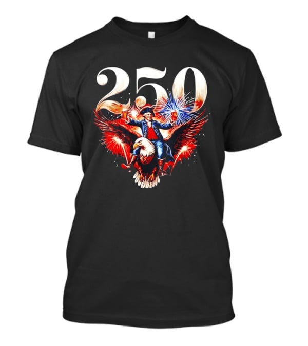 America 250 Founding Father Eagle Fireworks Beer 1776 Celebration T-Shirt