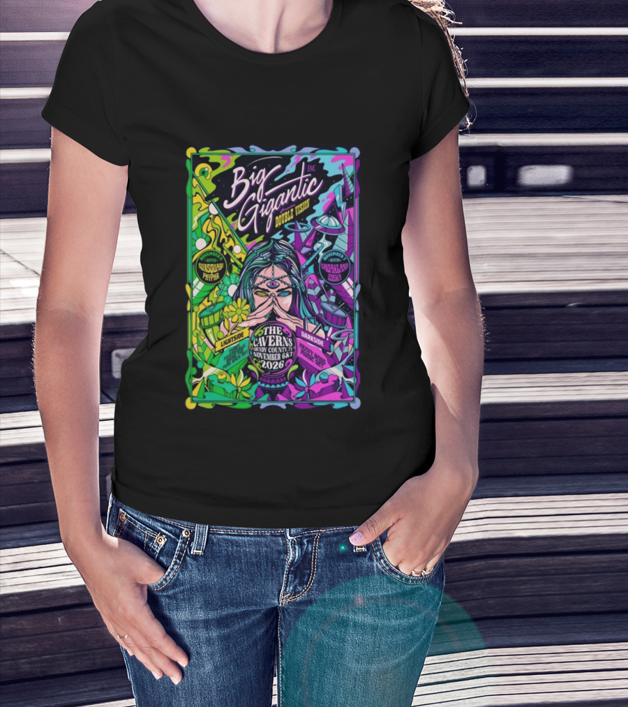 Big Gigantic Double Vision Live Nov 6 7 2026 The Caverns Pelham TN Sunsquabi Phyphr Smokeland Zoska T-Shirt